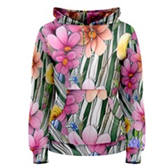 Beautiful Big Blooming Flowers Watercolor Women s Pullover Hoodie by GardenOfOphir