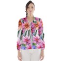 Beautiful Big Blooming Flowers Watercolor Women s Windbreaker View1