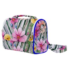 Beautiful Big Blooming Flowers Watercolor Satchel Shoulder Bag by GardenOfOphir