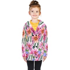 Beautiful Big Blooming Flowers Watercolor Kids  Double Breasted Button Coat by GardenOfOphir