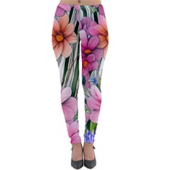 Beautiful Big Blooming Flowers Watercolor Lightweight Velour Leggings by GardenOfOphir