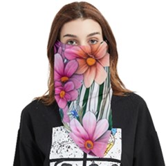 Beautiful Big Blooming Flowers Watercolor Face Covering Bandana (triangle) by GardenOfOphir