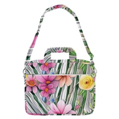 Beautiful Big Blooming Flowers Watercolor Macbook Pro 16  Shoulder Laptop Bag by GardenOfOphir