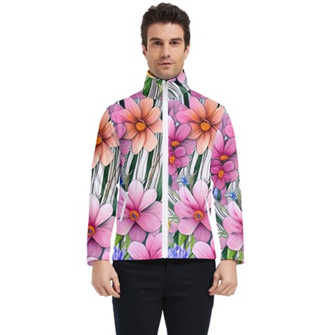 Beautiful Big Blooming Flowers Watercolor Men s Bomber Jacket by GardenOfOphir