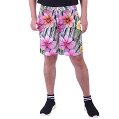 Beautiful Big Blooming Flowers Watercolor Men s Pocket Shorts by GardenOfOphir