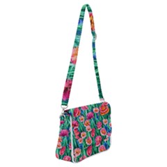 Blossom-filled Watercolor Flowers Shoulder Bag With Back Zipper by GardenOfOphir