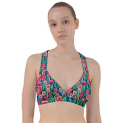 Blossom-filled Watercolor Flowers Sweetheart Sports Bra by GardenOfOphir