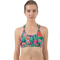 Blossom-filled Watercolor Flowers Back Web Sports Bra by GardenOfOphir