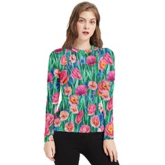 Blossom-filled Watercolor Flowers Women s Long Sleeve Rash Guard by GardenOfOphir