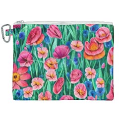 Blossom-filled Watercolor Flowers Canvas Cosmetic Bag (xxl) by GardenOfOphir