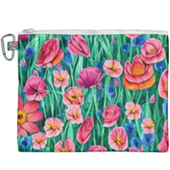 Blossom-filled Watercolor Flowers Canvas Cosmetic Bag (xxxl) by GardenOfOphir