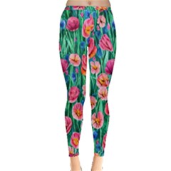 Blossom-filled Watercolor Flowers Inside Out Leggings by GardenOfOphir