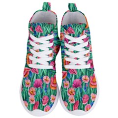 Blossom-filled Watercolor Flowers Women s Lightweight High Top Sneakers by GardenOfOphir