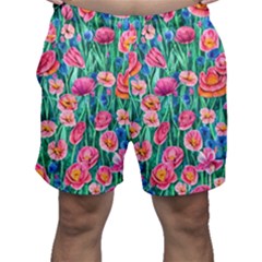 Blossom-filled Watercolor Flowers Men s Shorts