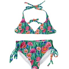 Blossom-filled Watercolor Flowers Kids  Classic Bikini Set by GardenOfOphir