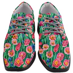 Blossom-filled Watercolor Flowers Women Heeled Oxford Shoes by GardenOfOphir