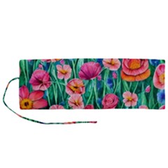 Blossom-filled Watercolor Flowers Roll Up Canvas Pencil Holder (m) by GardenOfOphir