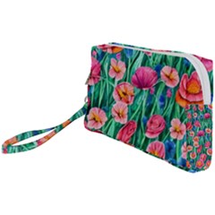 Blossom-filled Watercolor Flowers Wristlet Pouch Bag (small) by GardenOfOphir