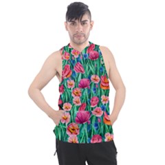 Blossom-filled Watercolor Flowers Men s Sleeveless Hoodie by GardenOfOphir