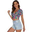 Blossom-filled Watercolor Flowers V-Neck Crop Top View2