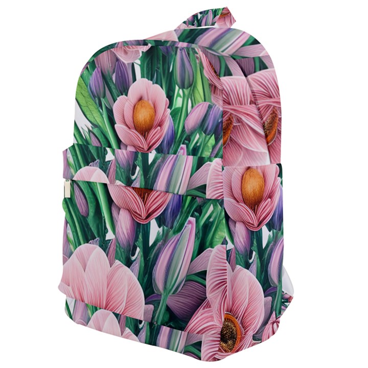 Azure Watercolor Flowers Classic Backpack