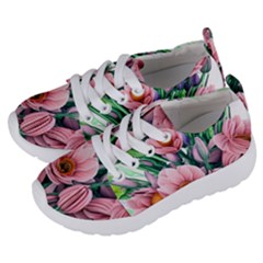 Azure Watercolor Flowers Kids  Lightweight Sports Shoes