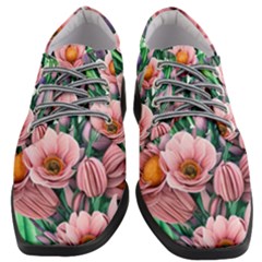 Azure Watercolor Flowers Women Heeled Oxford Shoes by GardenOfOphir