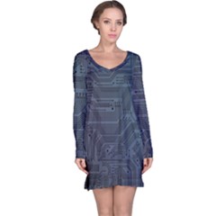 Circuit Board Circuits Mother Board Computer Chip Long Sleeve Nightdress by Ravend