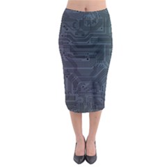 Circuit Board Circuits Mother Board Computer Chip Midi Pencil Skirt by Ravend