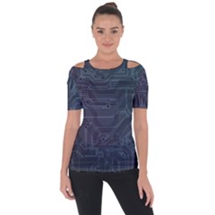 Circuit Board Circuits Mother Board Computer Chip Shoulder Cut Out Short Sleeve Top by Ravend