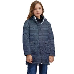 Circuit Board Circuits Mother Board Computer Chip Kid s Hooded Longline Puffer Jacket by Ravend