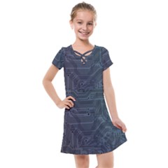 Circuit Board Circuits Mother Board Computer Chip Kids  Cross Web Dress by Ravend