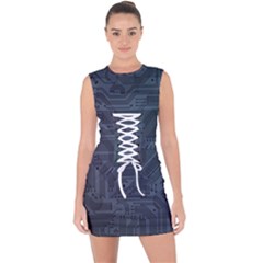 Circuit Board Circuits Mother Board Computer Chip Lace Up Front Bodycon Dress by Ravend