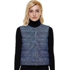 Circuit Board Circuits Mother Board Computer Chip Women s Short Button Up Puffer Vest by Ravend