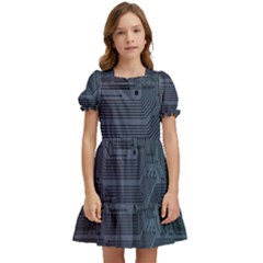 Circuit Board Circuits Mother Board Computer Chip Kids  Puff Sleeved Dress by Ravend