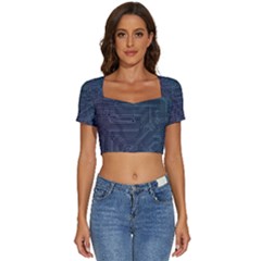 Circuit Board Circuits Mother Board Computer Chip Short Sleeve Square Neckline Crop Top 