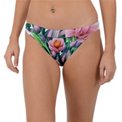 Azure Watercolor Flowers Band Bikini Bottoms by GardenOfOphir