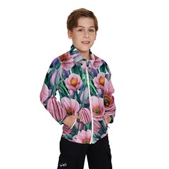 Azure Watercolor Flowers Kids  Windbreaker