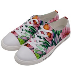 Azure Watercolor Flowers Women s Low Top Canvas Sneakers by GardenOfOphir