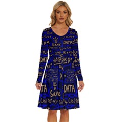 Art Pattern Design Background Graphic Long Sleeve Dress With Pocket by Ravend