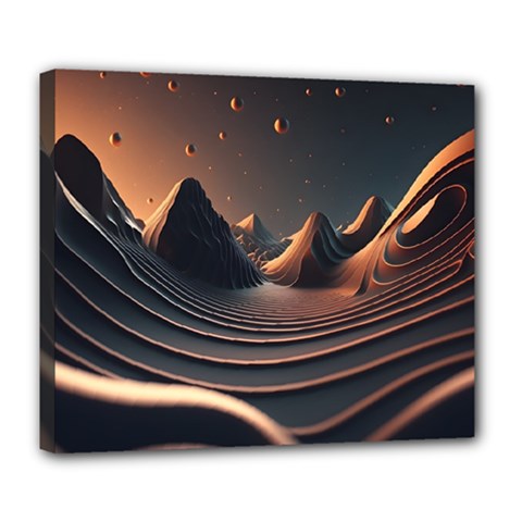 Ai Generated Swirl Space Design Fractal Light Art Deluxe Canvas 24  X 20  (stretched) by Ravend