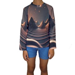 Ai Generated Swirl Space Design Fractal Light Art Kids  Long Sleeve Swimwear by Ravend