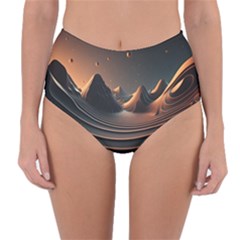 Ai Generated Swirl Space Design Fractal Light Art Reversible High-waist Bikini Bottoms by Ravend