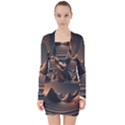 Ai Generated Swirl Space Design Fractal Light Art V-neck Bodycon Long Sleeve Dress View1