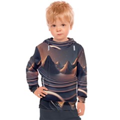 Ai Generated Swirl Space Design Fractal Light Art Kids  Hooded Pullover by Ravend