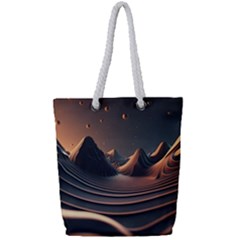 Ai Generated Swirl Space Design Fractal Light Art Full Print Rope Handle Tote (small) by Ravend