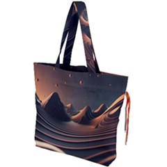 Ai Generated Swirl Space Design Fractal Light Art Drawstring Tote Bag by Ravend