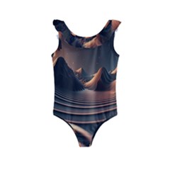 Ai Generated Swirl Space Design Fractal Light Art Kids  Frill Swimsuit by Ravend