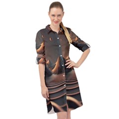 Ai Generated Swirl Space Design Fractal Light Art Long Sleeve Mini Shirt Dress by Ravend