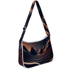 Ai Generated Swirl Space Design Fractal Light Art Zip Up Shoulder Bag by Ravend